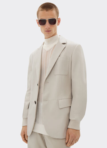 Ferrari Blazer en cuir nappa avec poignets tricotés Écru 21775f