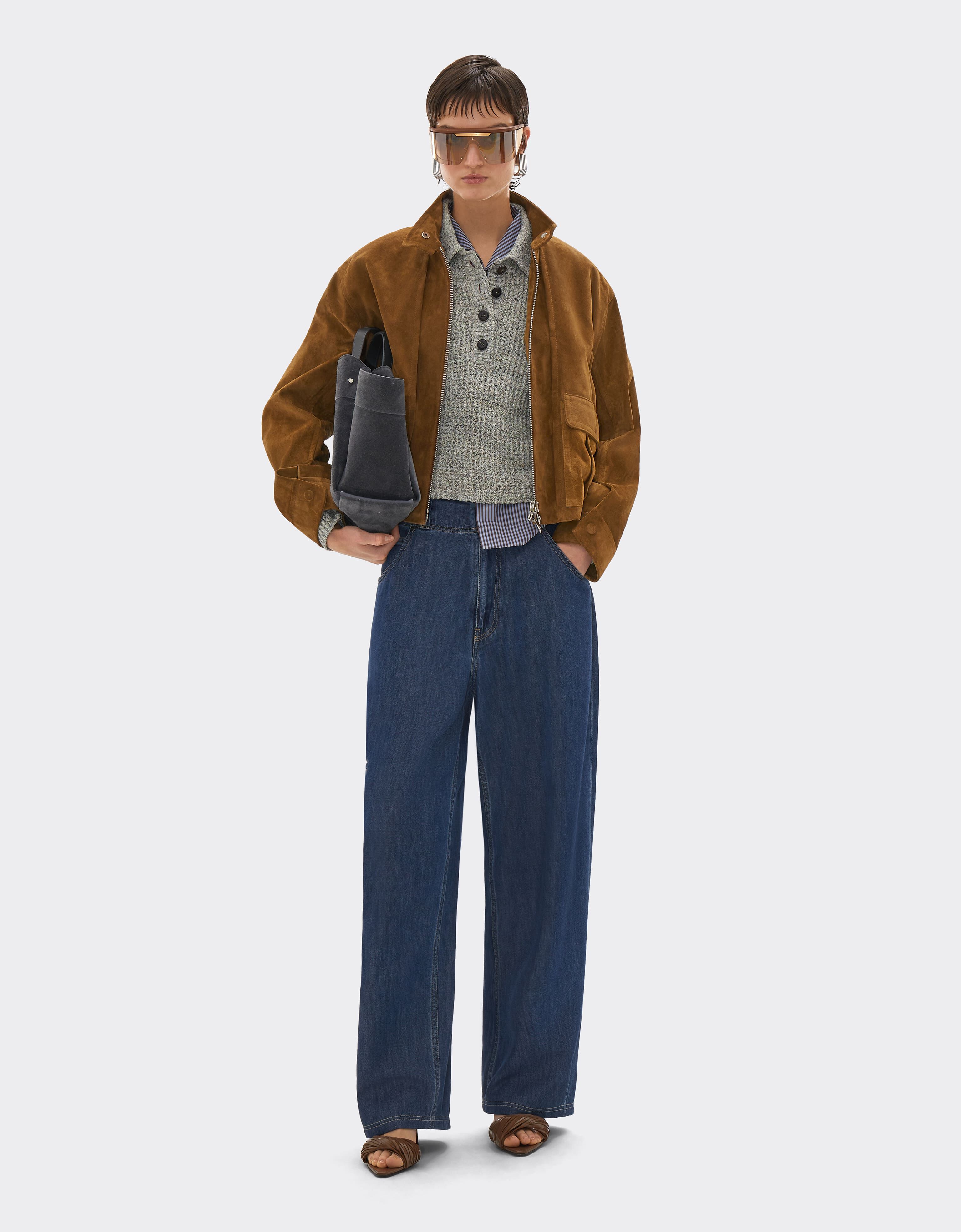 Blouson en cuir suédé à épaules oversize Ferrari Blouson en cuir suédé à épaules oversize Caffè CLWOU0011LCK0003f