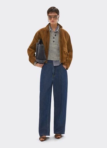 Blouson en cuir suédé à épaules oversize Ferrari Blouson en cuir suédé à épaules oversize Caffè CLWOU0011LCK0003f