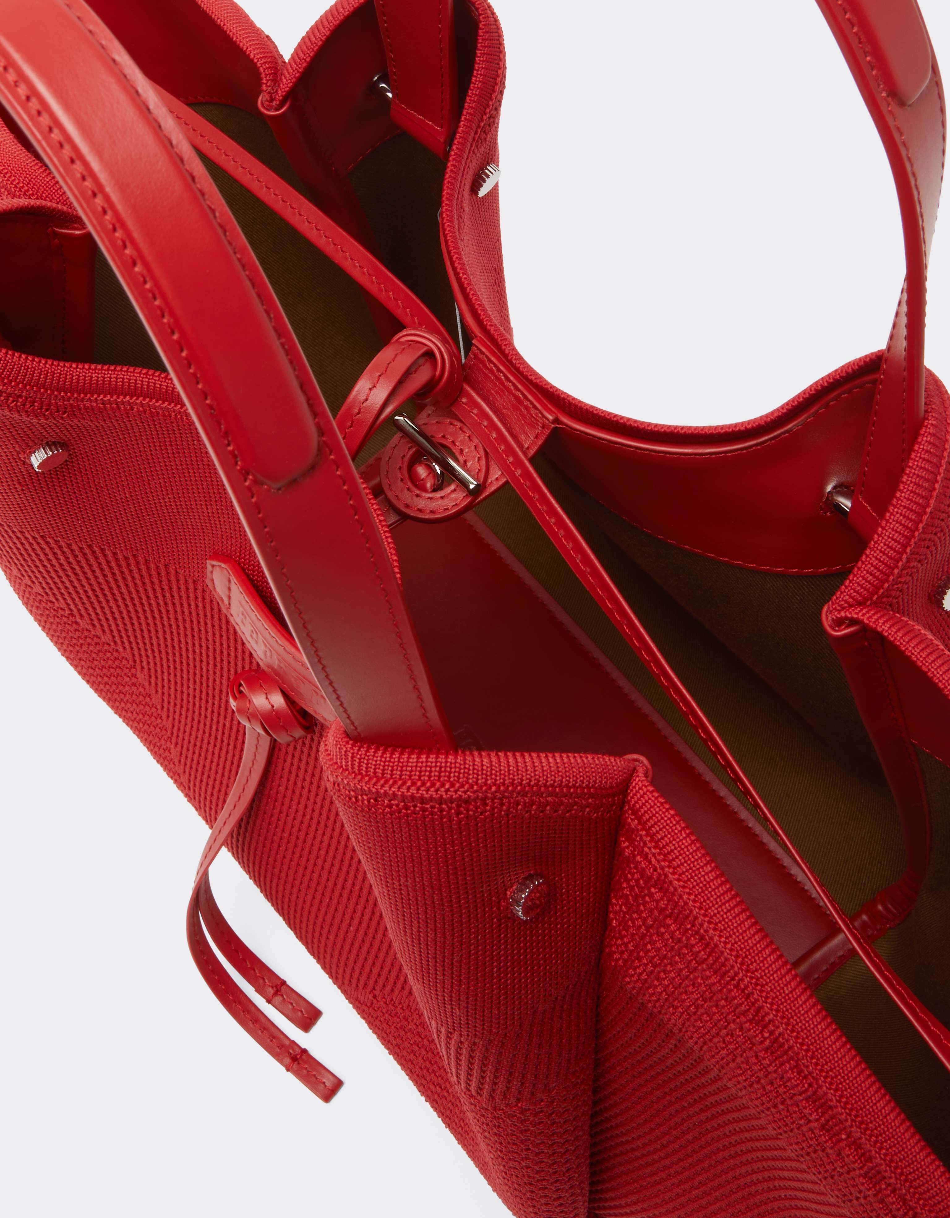 Knitted and Leather Tote Bag in Rosso Magma | Ferrari®