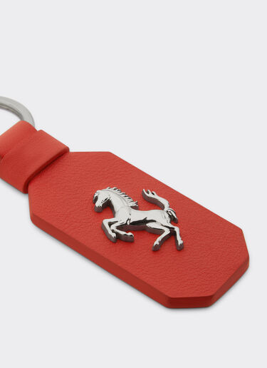 Ferrari Porte-clés en cuir avec cheval cabré Rosso Dino 22049f