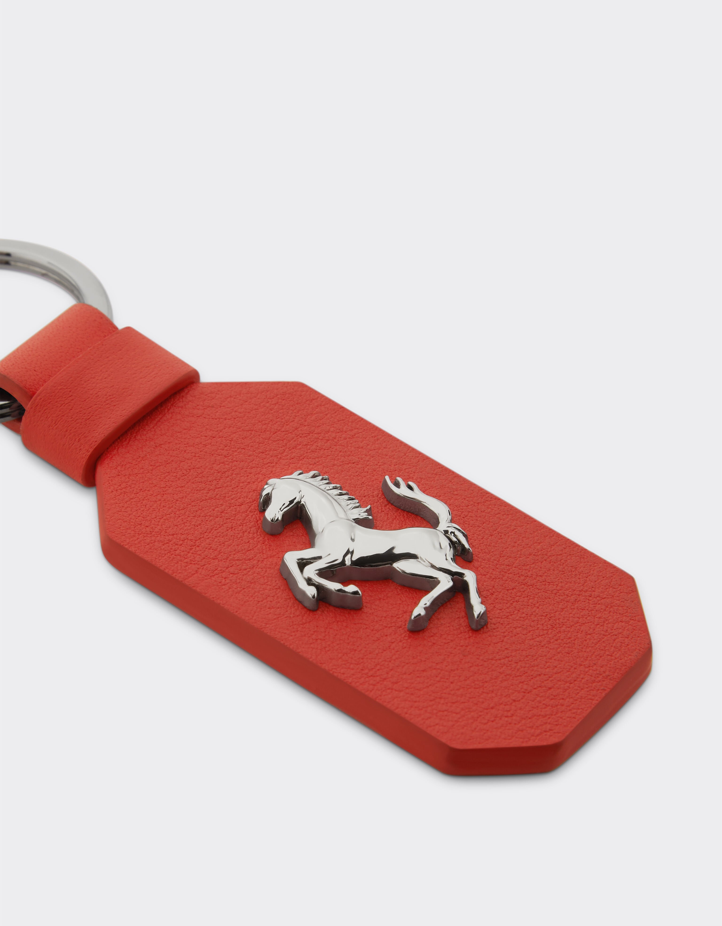 Ferrari Porte-clés en cuir avec cheval cabré Rosso Dino 22049f