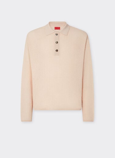 Cotton and linen long-sleeved polo shirt with link pattern Ferrari Cotton and linen long-sleeved polo shirt with link pattern Nude 22667f