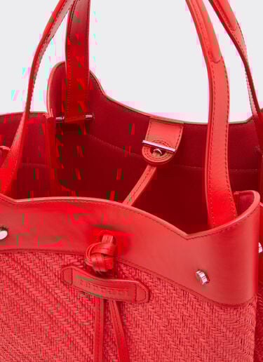 Ferrari Small tote bag in raffia and leather Rosso Dino 49111f