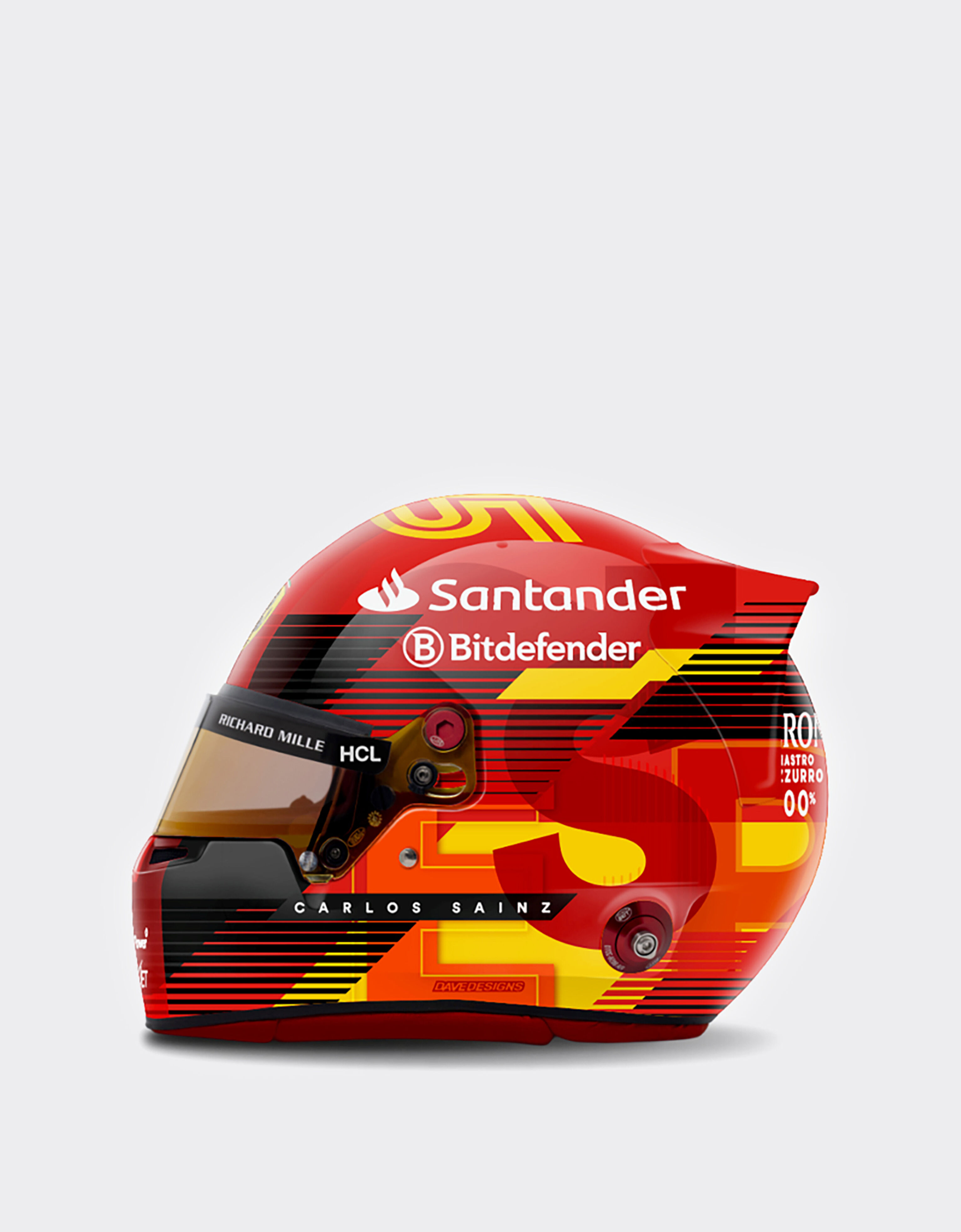 Ferrari 卡洛斯-塞恩斯迷你头盔（比例 1:2 - 西班牙特别版 2024 红色 F1355f