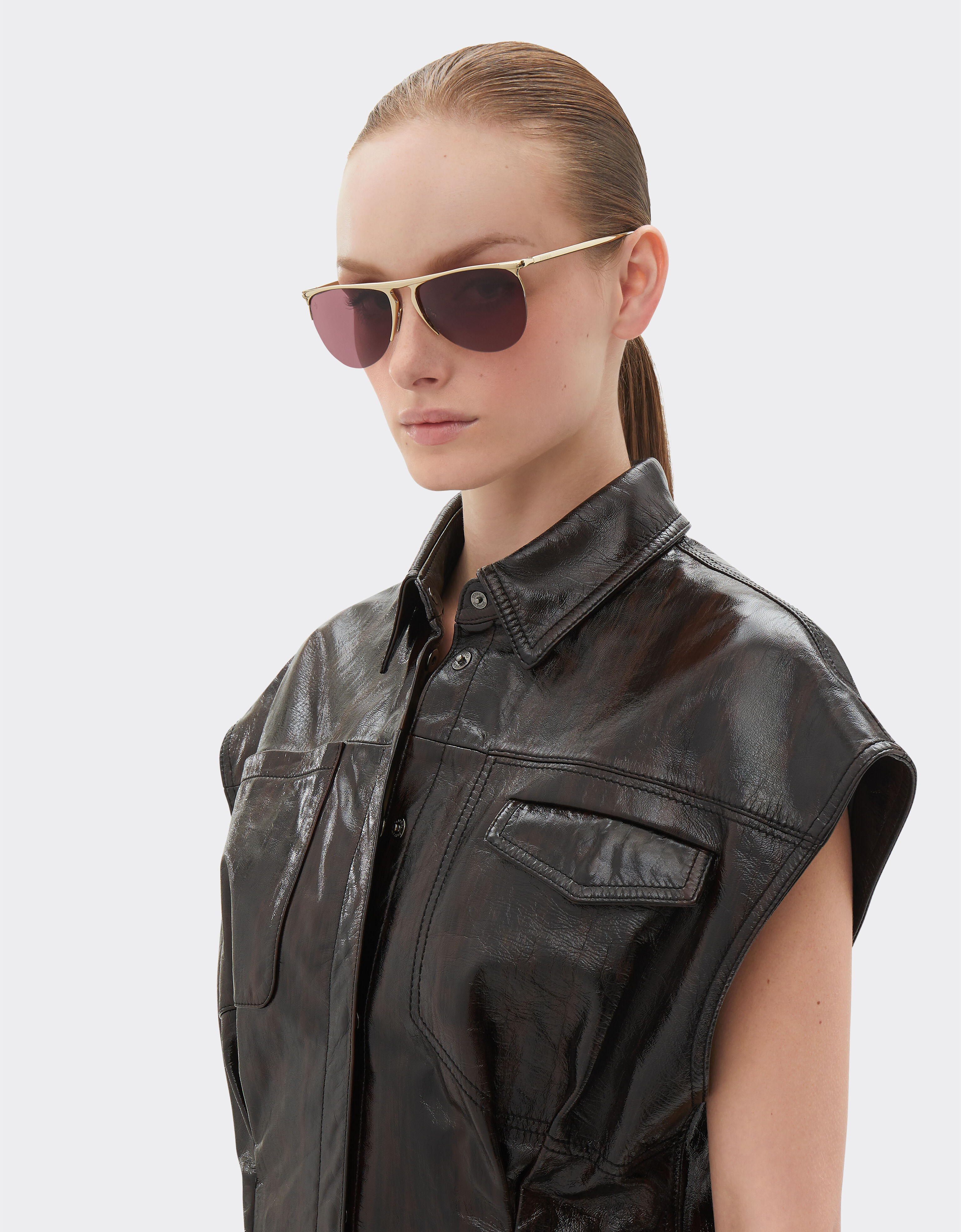 Ferrari Ferrari sunglasses in gold-tone metal with exclusive burgundy lens Gold F1533f