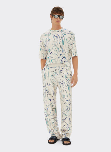 Ferrari Silk trousers with Cavallino print Ecru 21898f