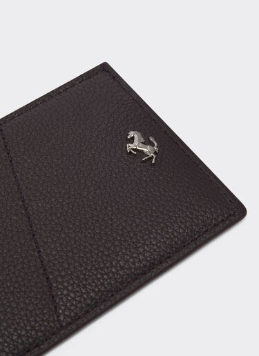 Ferrari Leather card holder with metal prancing horse Dark Brown 21431f