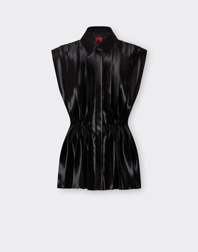 Ferrari Pleated shirt in liquid satin Black 21635f