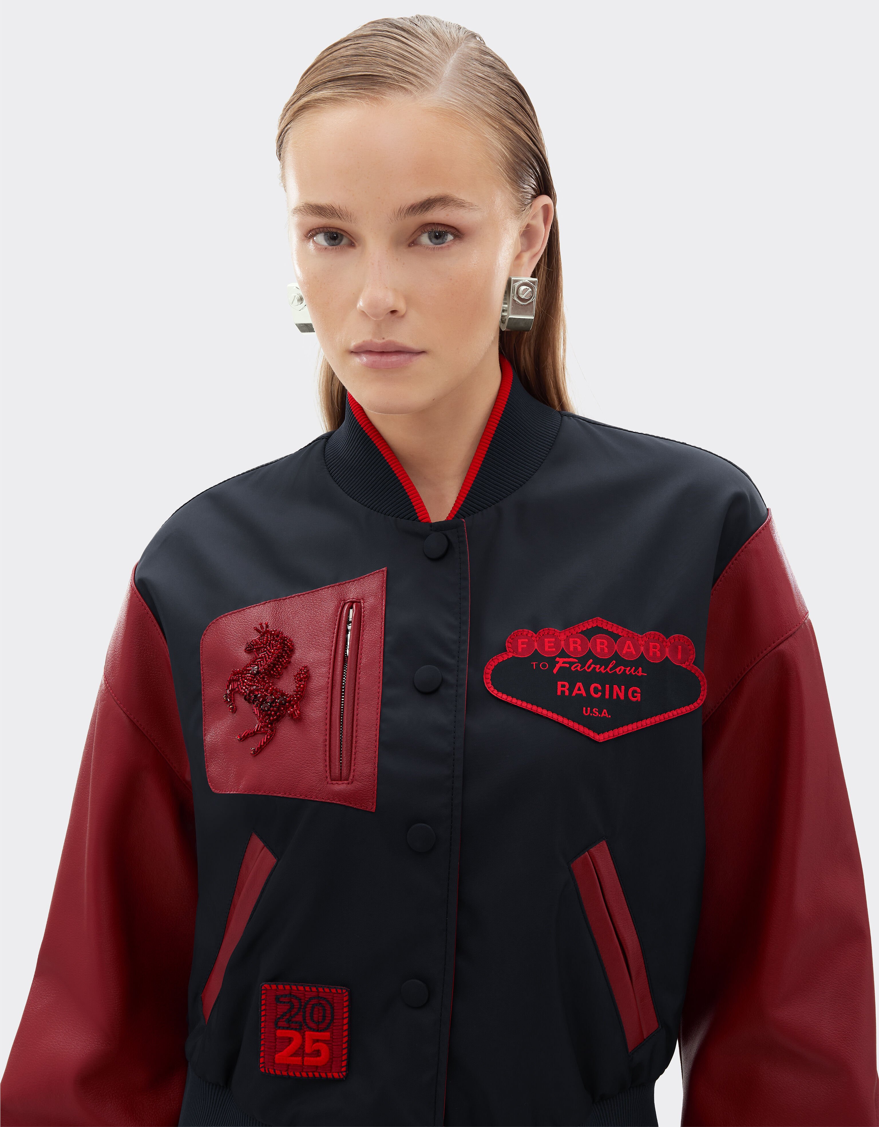 Ferrari Bomber jacket in Q-Cycle® nylon and leather Navy 50890f