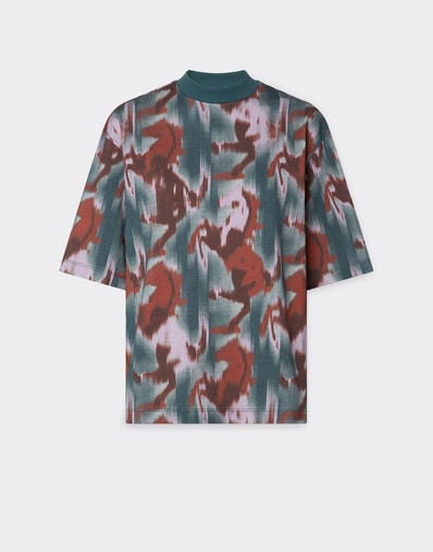 Ferrari Camiseta con estampado Cavallino Ikat Azul pavo real 22670f