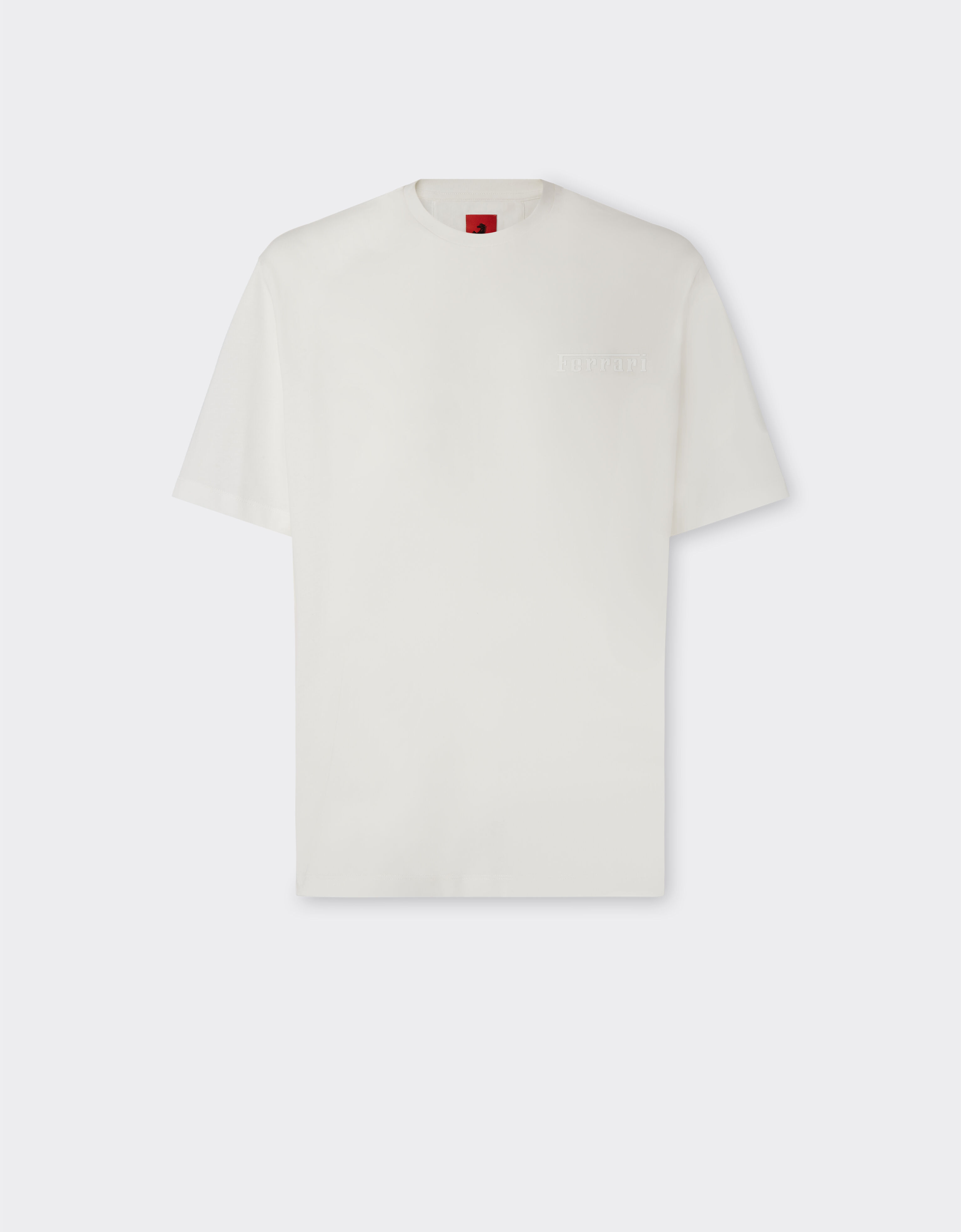 Ferrari T-Shirt aus Baumwolle mit Ferrari-Maxilogo Optisch Weiß 21135f