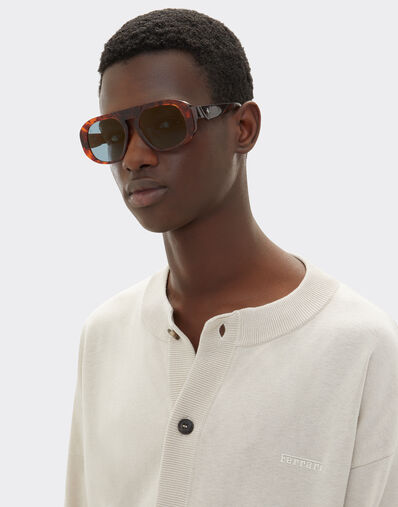 Ferrari Ferrari sunglasses in brown tortoiseshell acetate with polarised blue lenses Brown LA02Yf