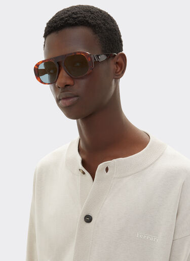 Ferrari Ferrari sunglasses in brown tortoiseshell acetate with polarised blue lenses Brown LA02Yf