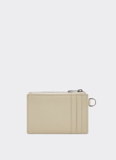 Leather card case with diagonal topstitching and zipper Ferrari Leather card case with diagonal topstitching and zipper Chalk 49221f