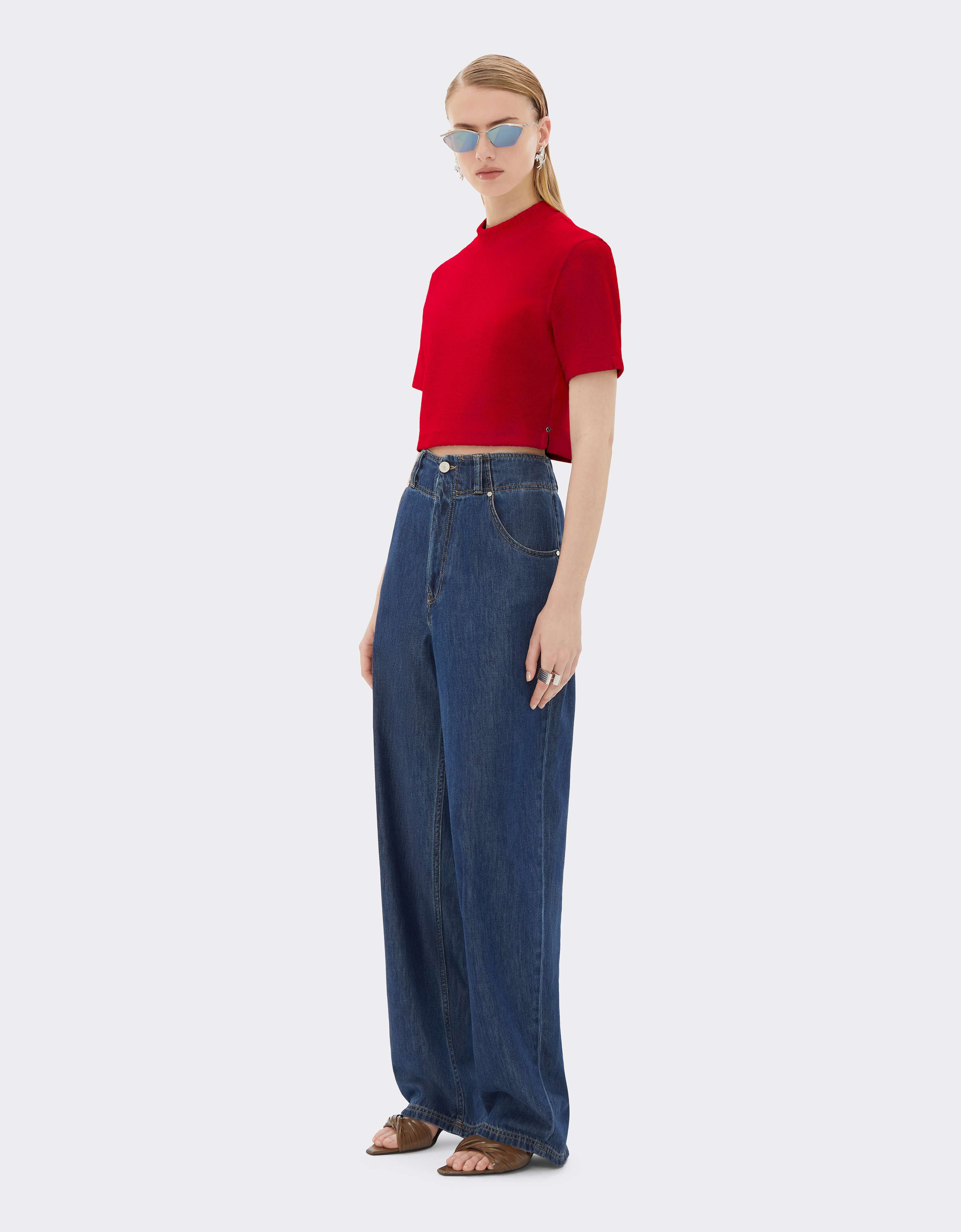 Top de bouclé en mezcla de algodón Ferrari Top de bouclé en mezcla de algodón Rosso Magma CJWTH0020JCO0054f