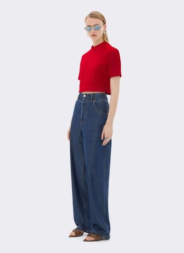 Top de bouclé en mezcla de algodón Ferrari Top de bouclé en mezcla de algodón Rosso Magma CJWTH0020JCO0054f