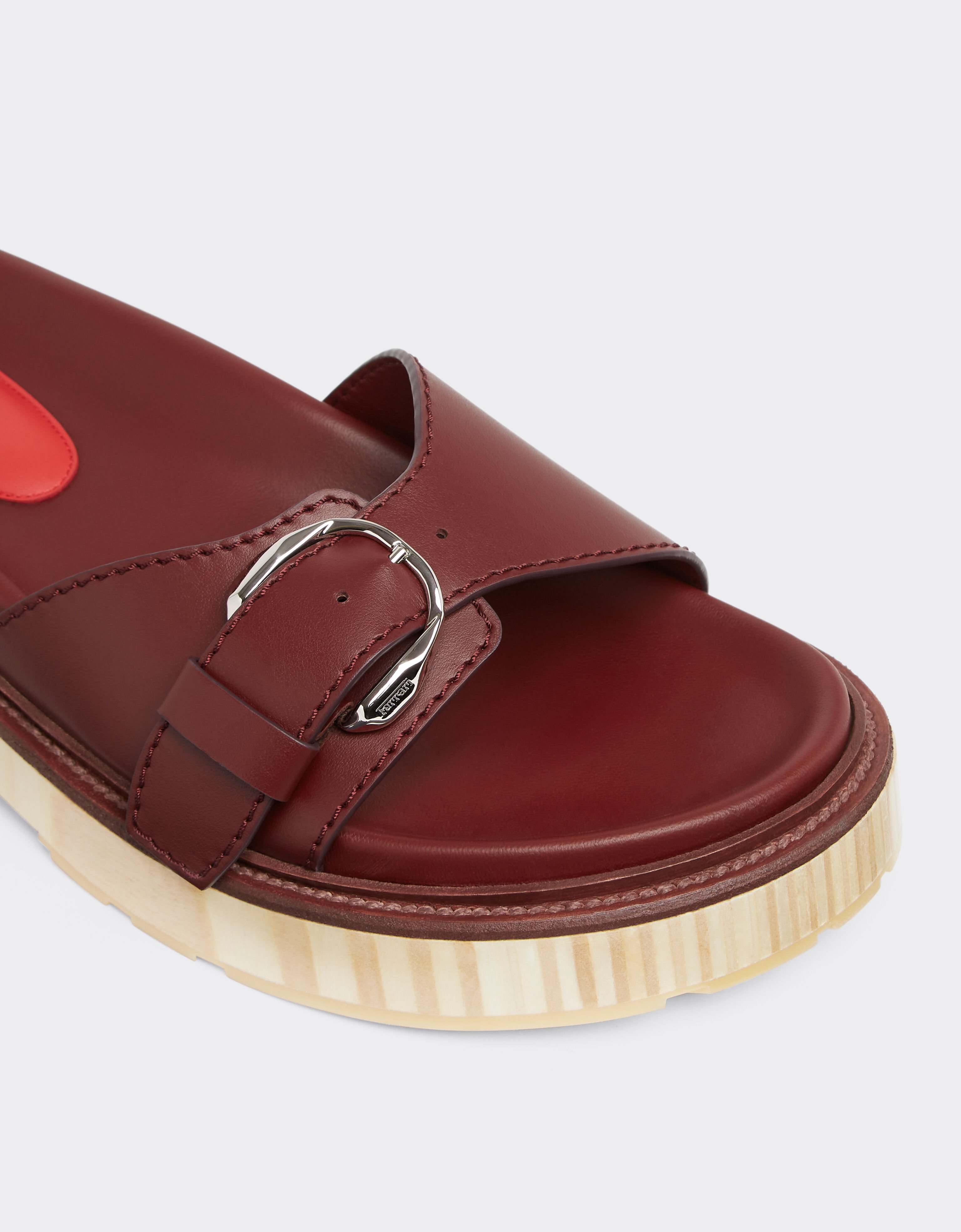 Ferrari Coulisseau en cuir avec semelle en bois Rouge Maison 22132f