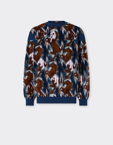 Ferrari Chenille sweatshirt with Cavallino Ikat pattern Peacock 49271f