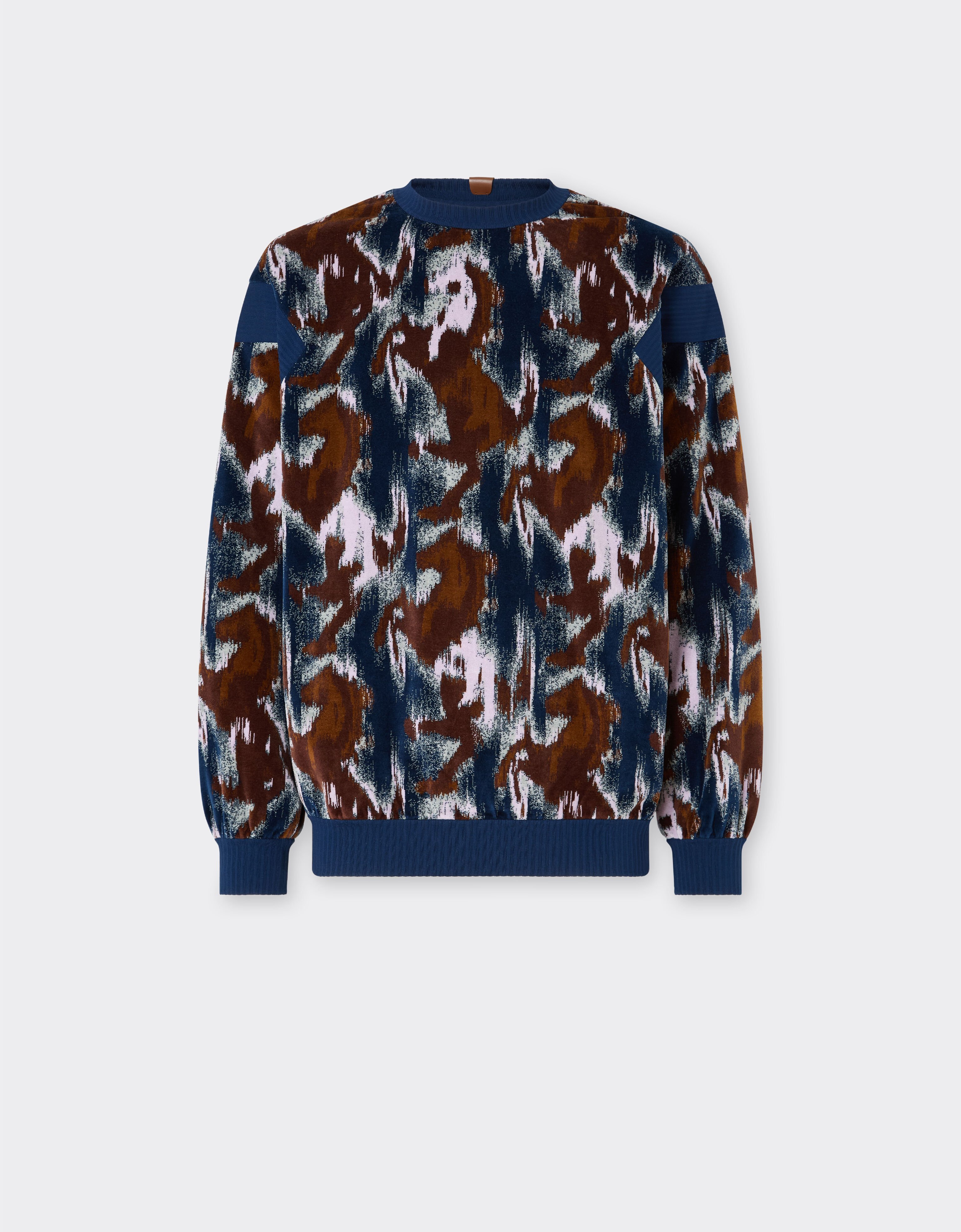 Ferrari Sweatshirt aus Chenille mit Pony-Ikat-Motiv Pfauenblau 49271f