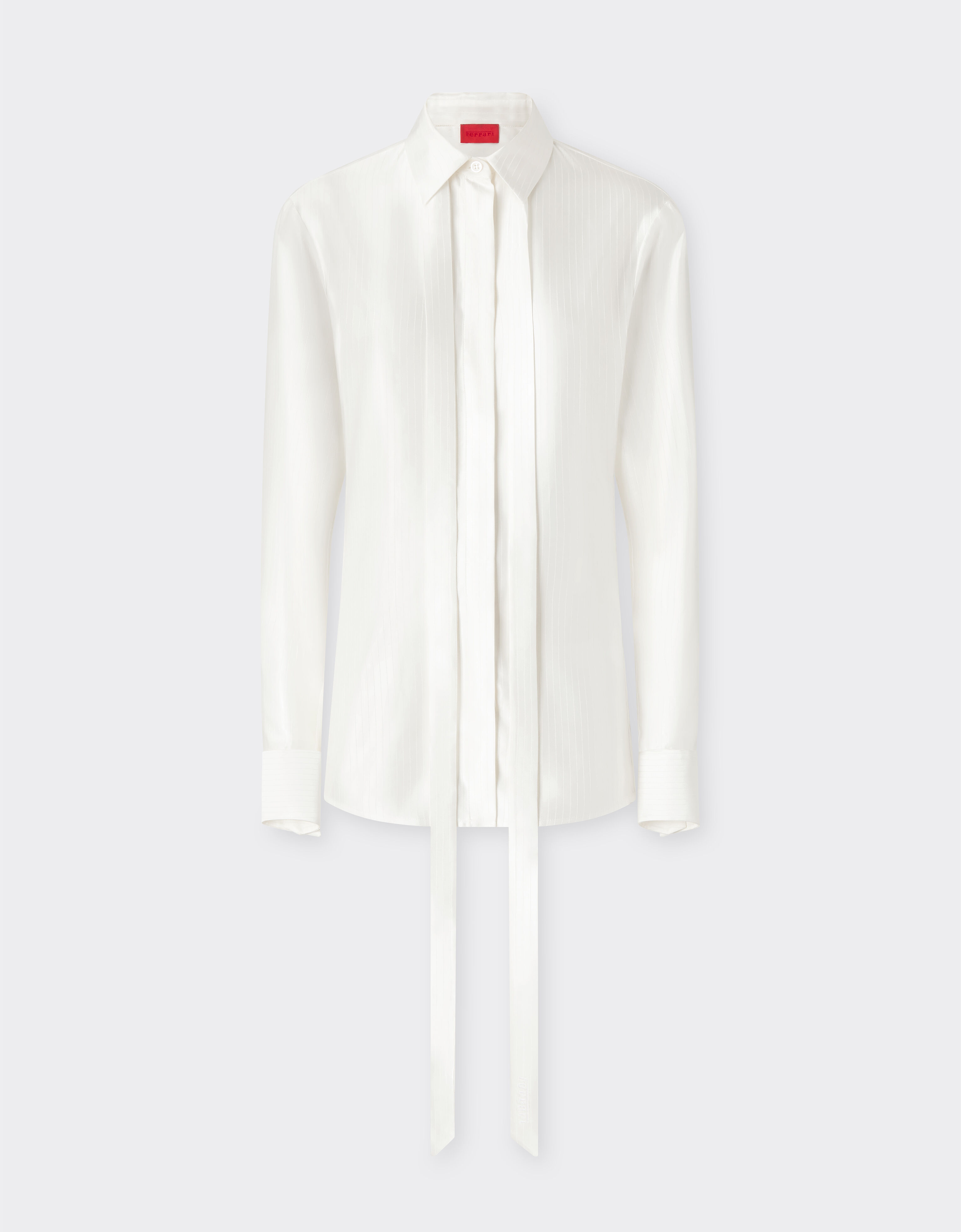 Ferrari Satin shirt with micro-stripe pattern Ivory 49930f
