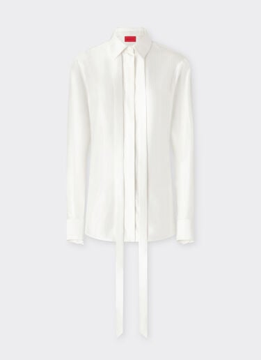 Ferrari Satin shirt with micro-stripe pattern Ivory 49930f