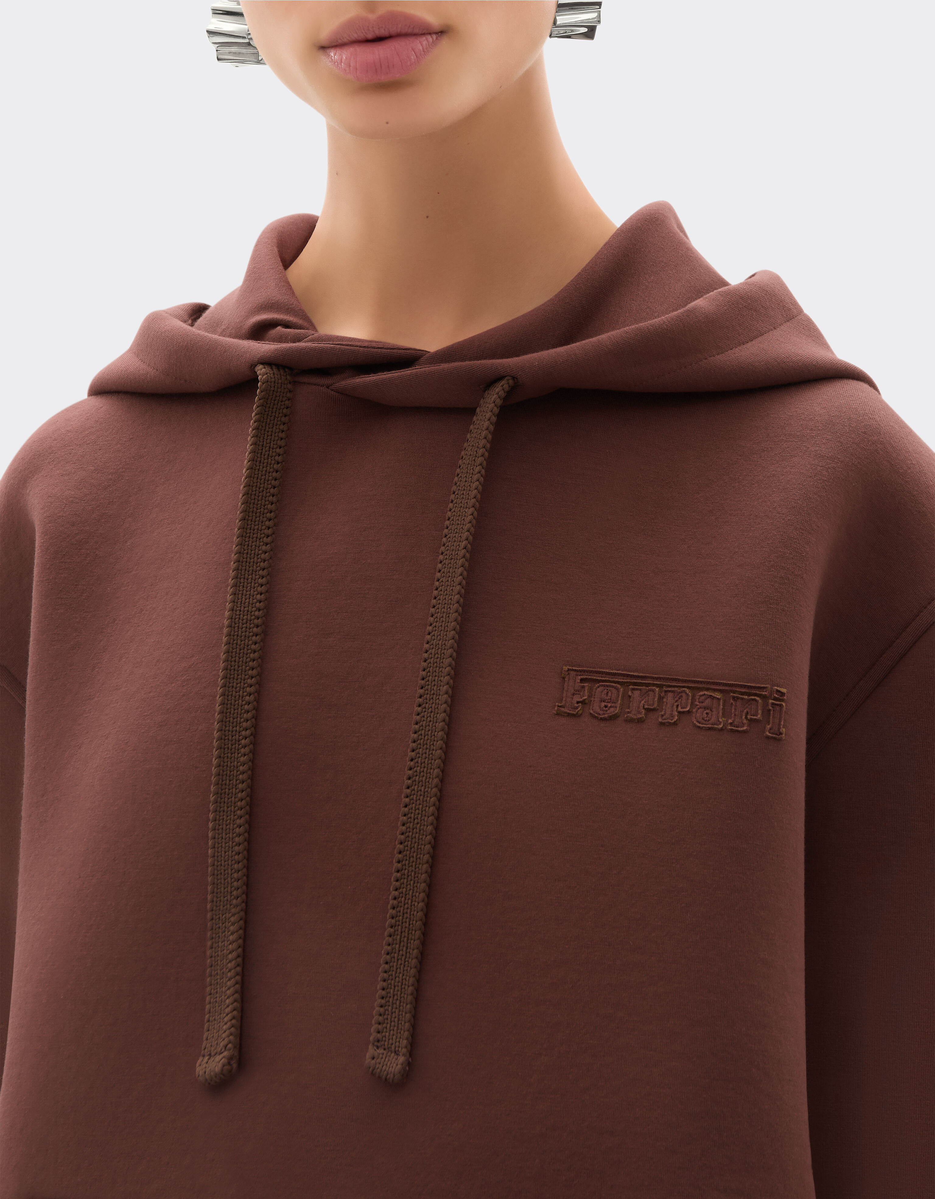 Ferrari Hooded sweatshirt in scuba fabric Espresso 22844f