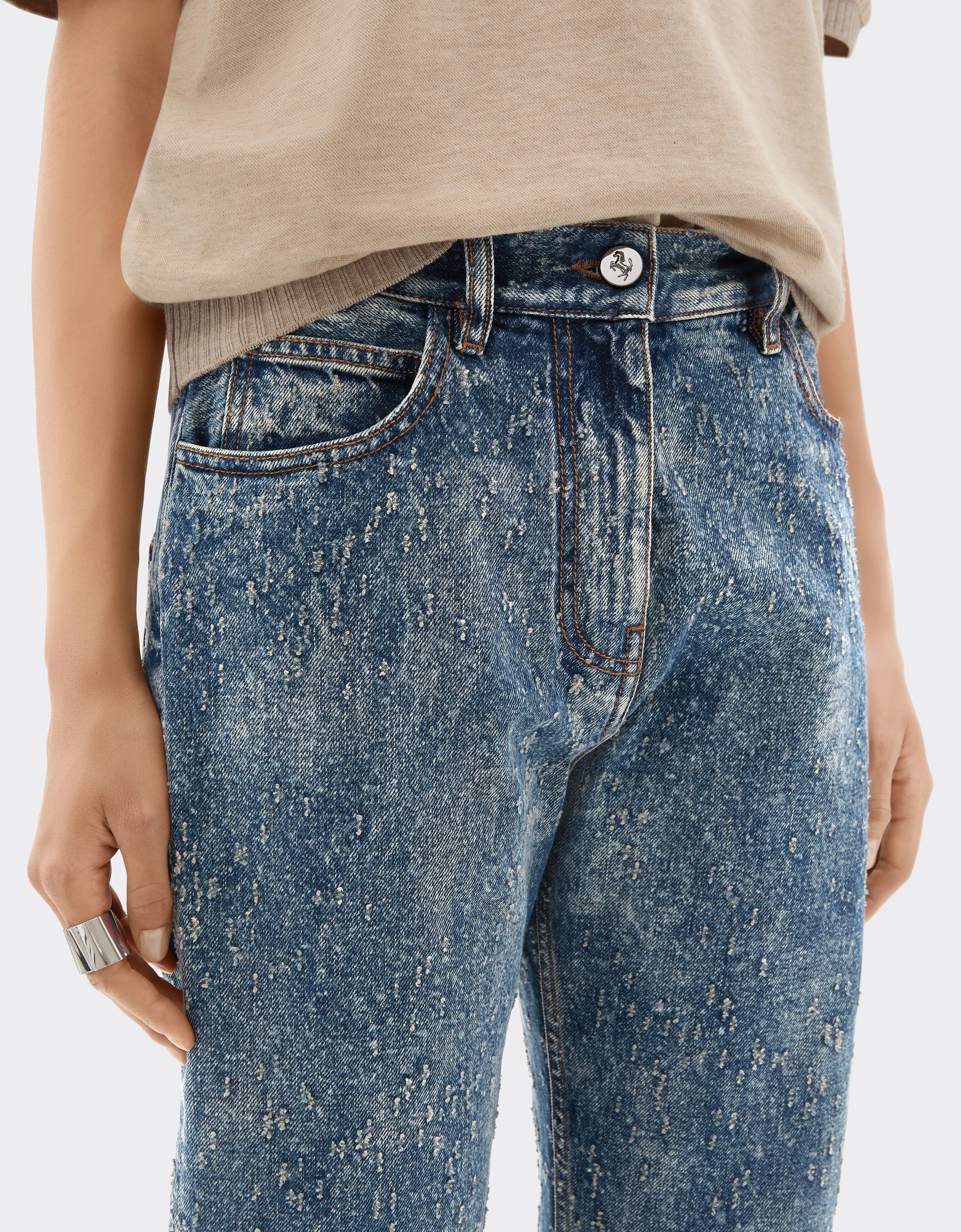 Ferrari Pantalon en denim aiguilleté et lavé Denim 22507f