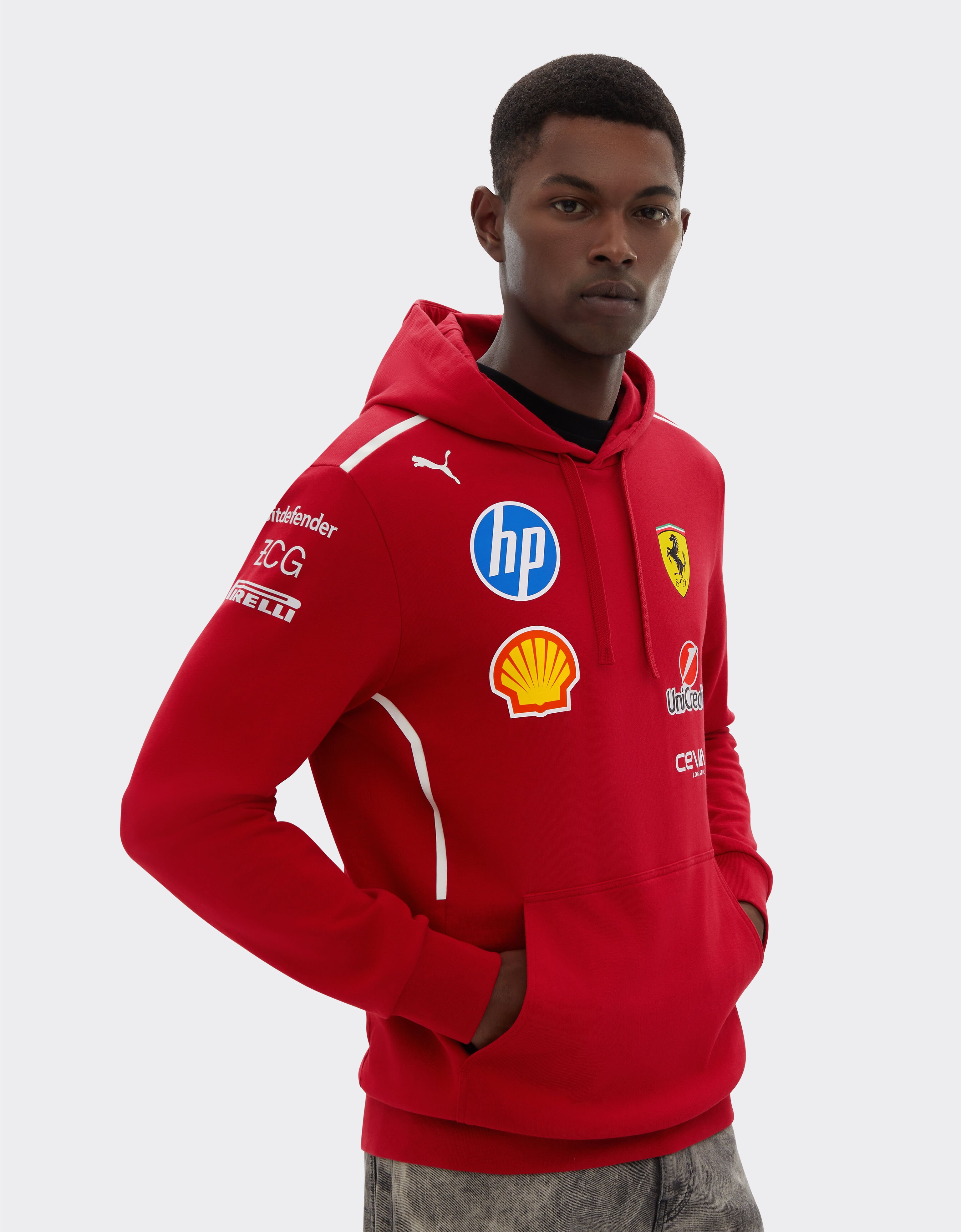 Ferrari Sweat à capuche 2025 des pilotes Puma pour la Scuderia Ferrari HP Rouge de Course LA01Wf