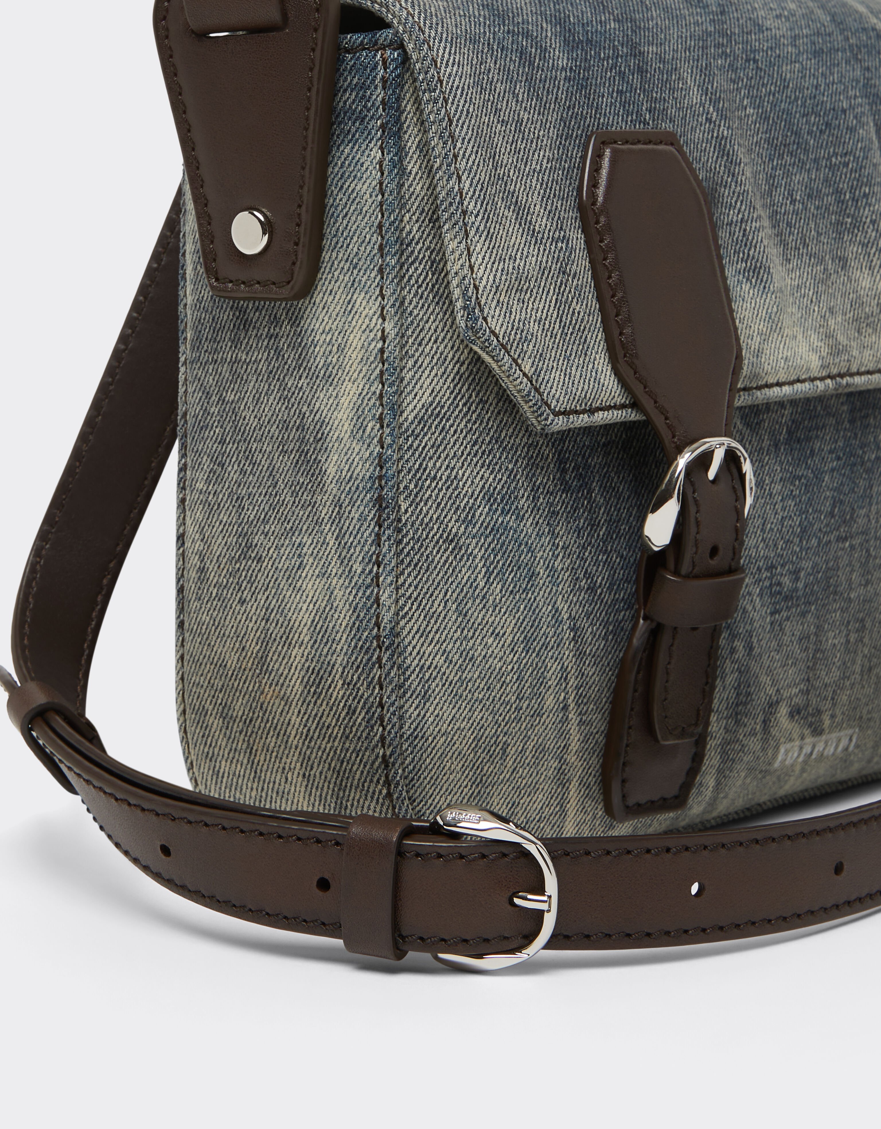 Ferrari Messenger bag in acid-washed denim Blu Denim 51330f