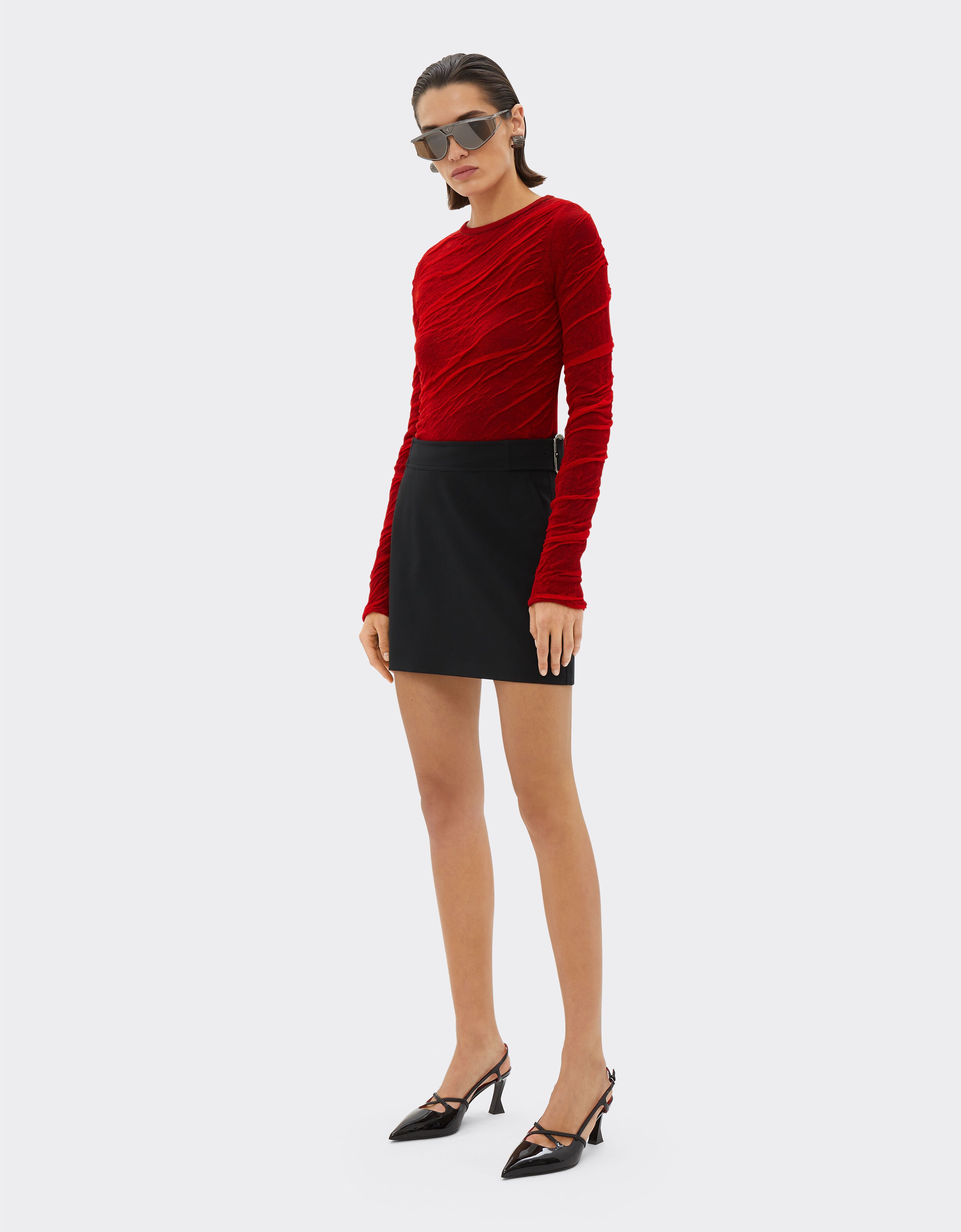 Ferrari Close-fitting sweater in wool and cotton Rosso Dino 21034f