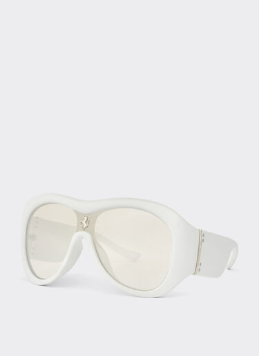 Ferrari Lunettes de soleil Limited Edition Ferrari recouvertes de cuir blanc avec un verre argenté effet miroir Blanc optique F1246f