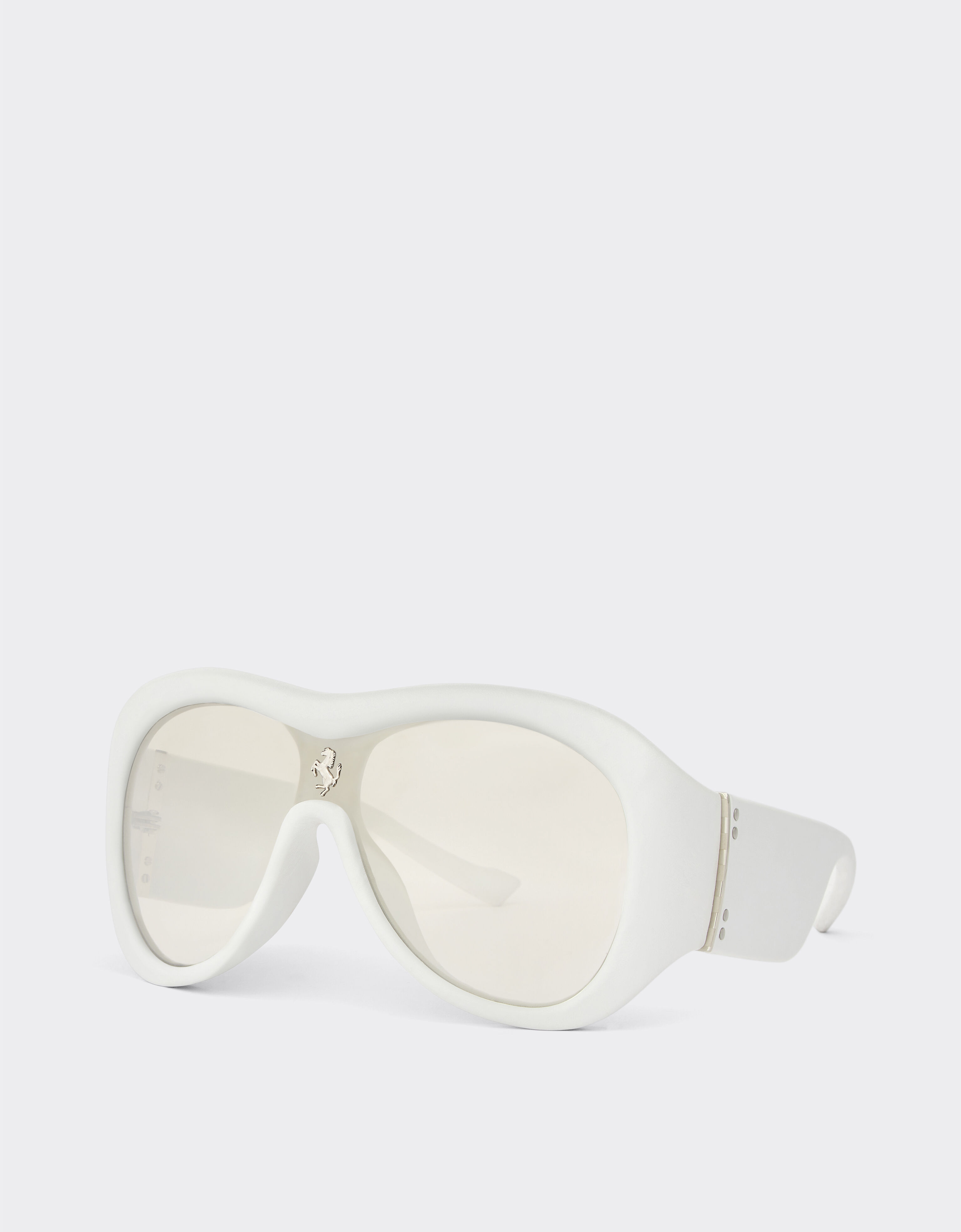 Ferrari Limited Edition Ferrari white leather covered sunglasses with silver mirror lens Optical White F1246f