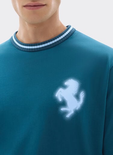 Cotton T-shirt with embossed Prancing Horse Ferrari Cotton T-shirt with embossed Prancing Horse Peacock 49119f