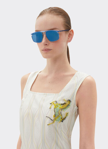 Ferrari Ferrari sunglasses in blue metal with blue mirror lenses Blu Scozia F1538f