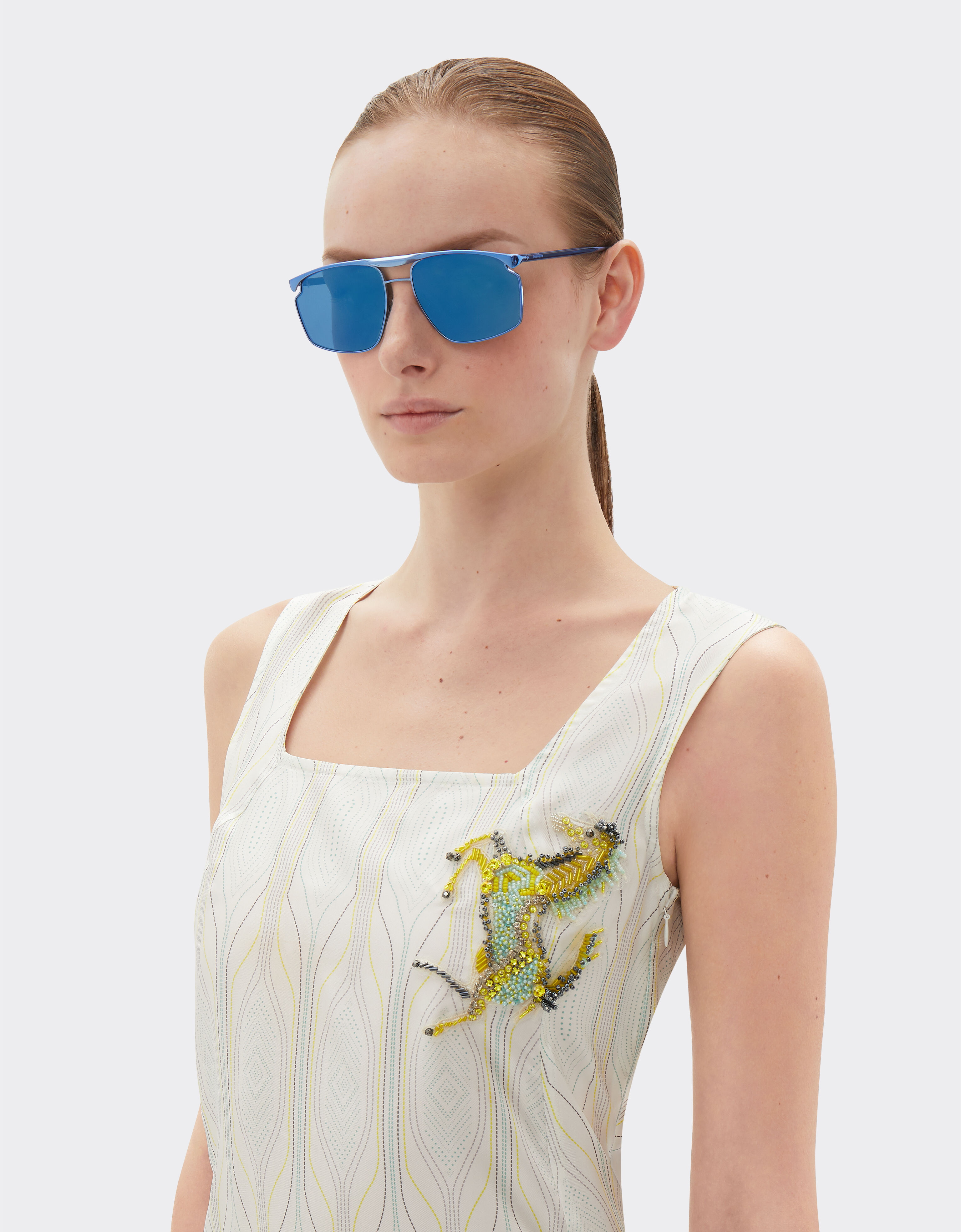 Ferrari Ferrari sunglasses in blue metal with blue mirror lenses Blu Scozia F1538f
