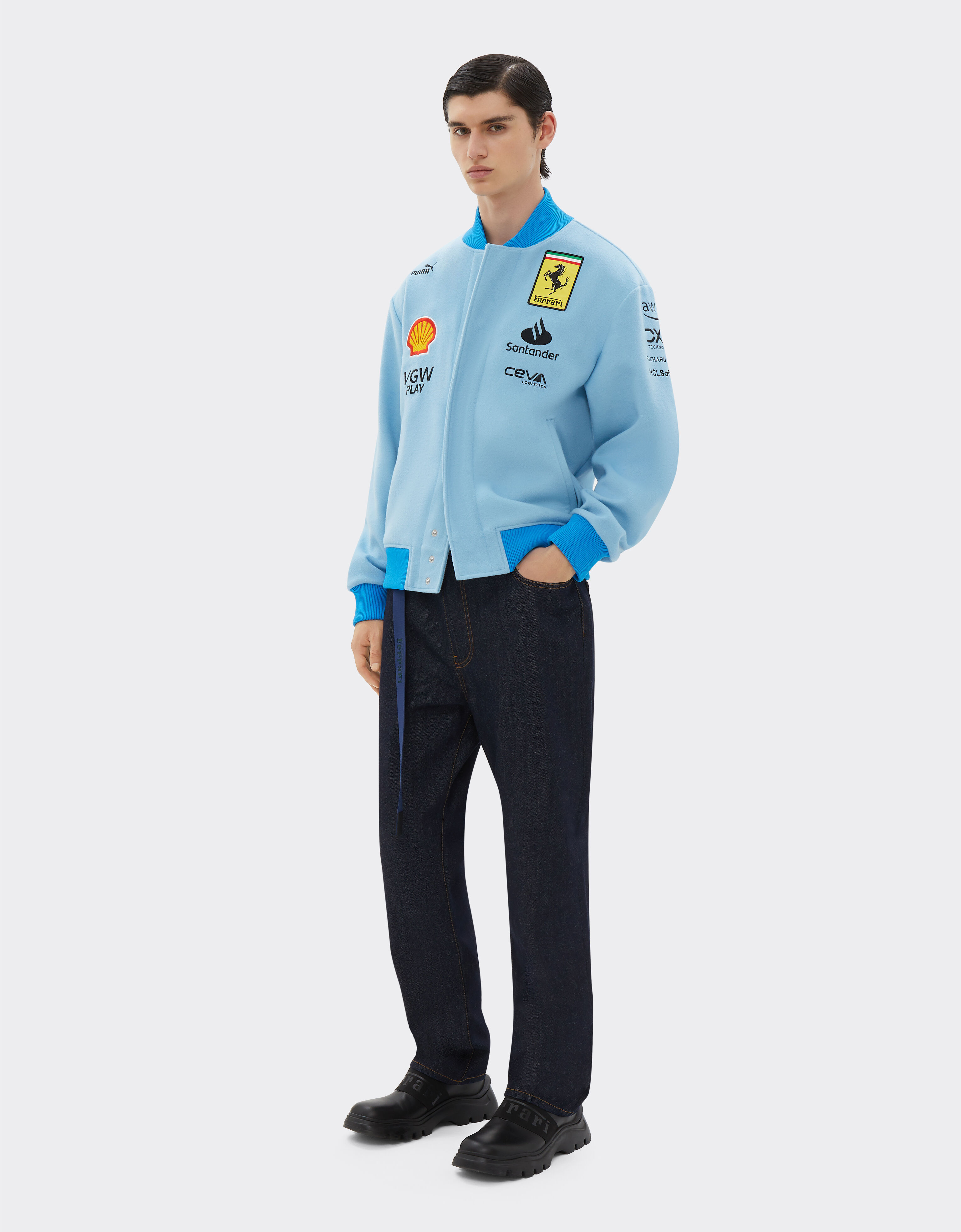 Ferrari Puma for Scuderia Ferrari Varsity bomber jacket – Miami Special Edition Azul claro F1234f