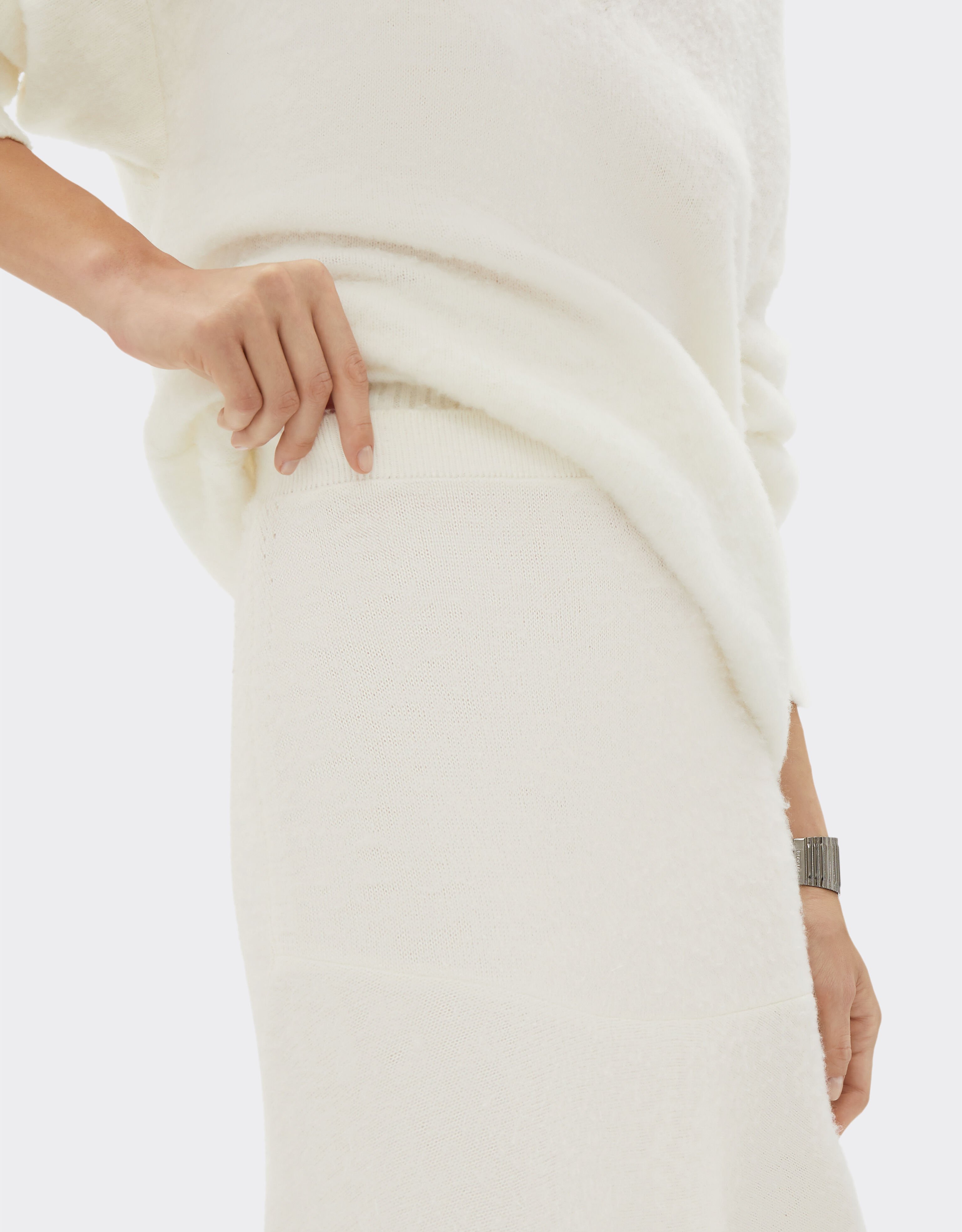 Ferrari Wool midi skirt with ruffles Ivory 21047f