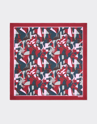Ferrari Silk yoke with color block Cavallino print Peacock 22716f