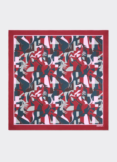 Ferrari Silk yoke with color block Cavallino print Peacock 22716f