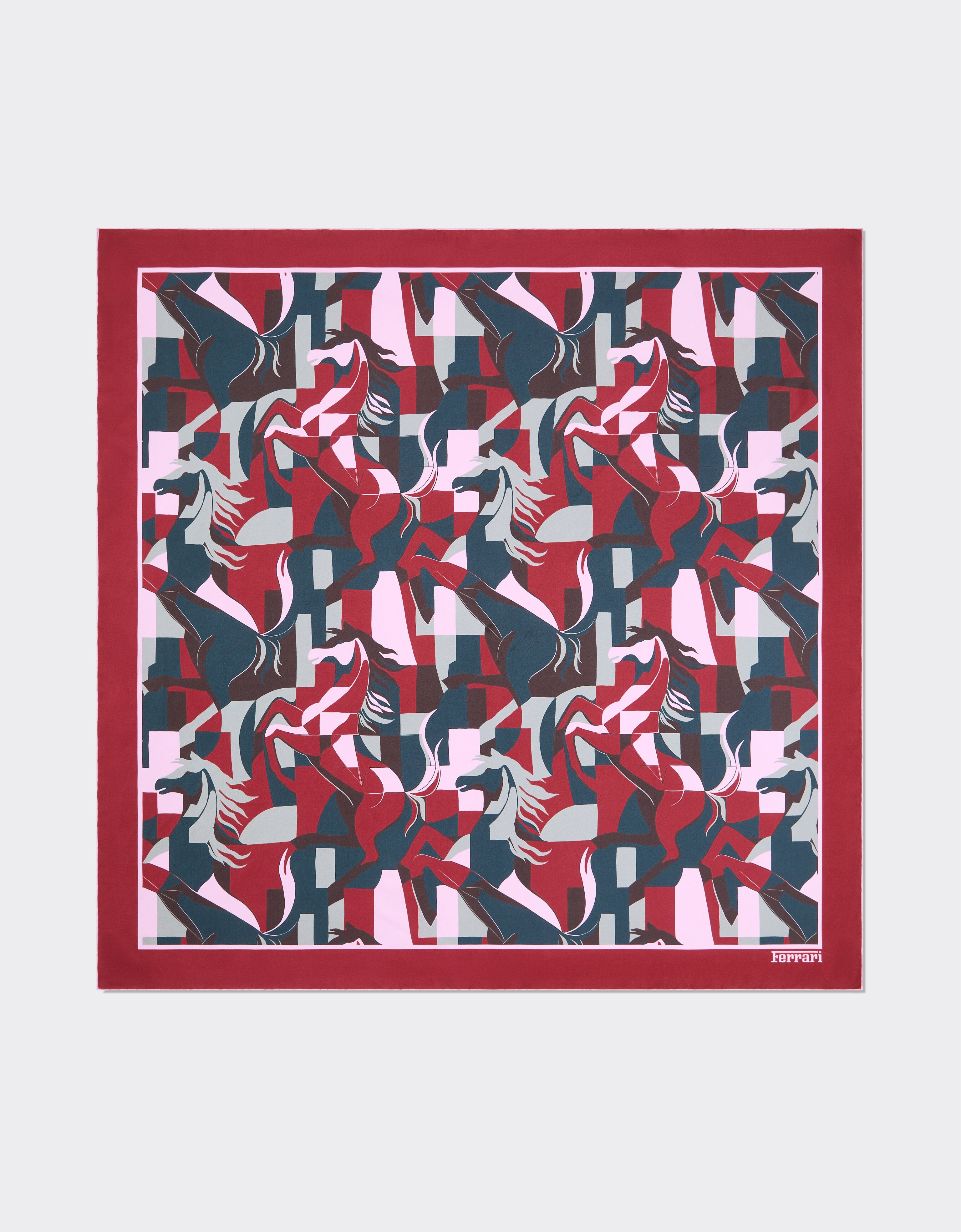 Ferrari Silk yoke with color block Cavallino print Peacock 22716f