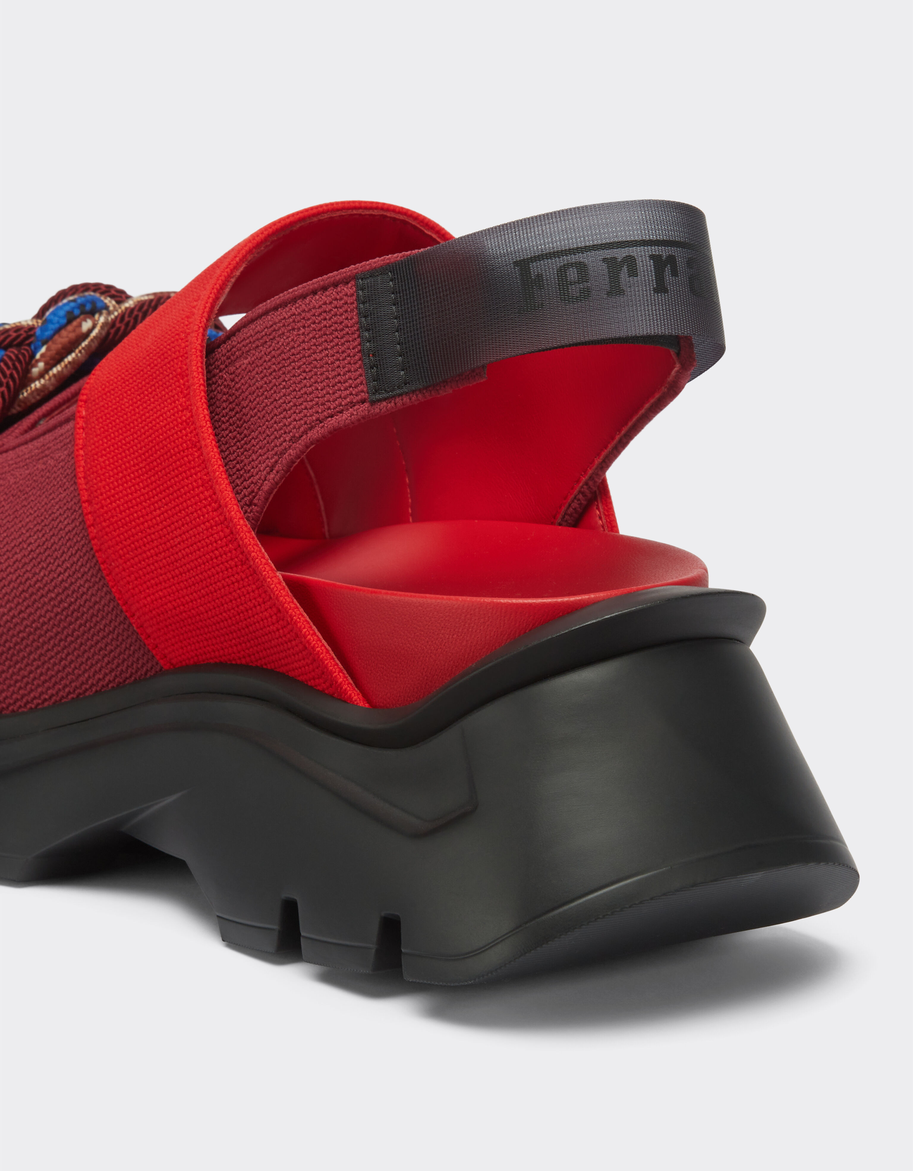 Stretch mesh sandals with scoubidou detail in Burgundy Ferrari