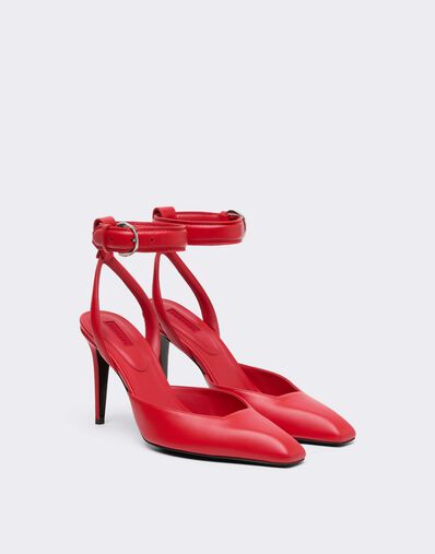 Ferrari Sandalia de piel con tacón Rosso Magma CSWSA0011XL00003f