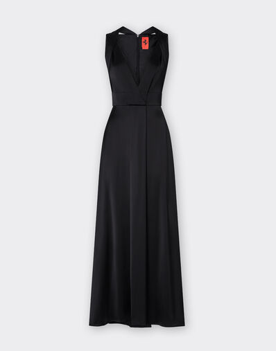 Ferrari Long dress in stretch satin twill Black 21633f
