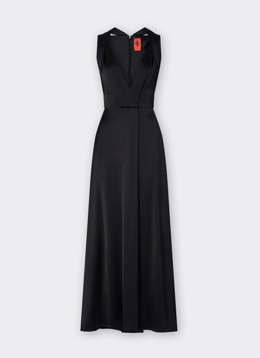 Ferrari Vestido largo de sarga satinada elástica Negro 21633f