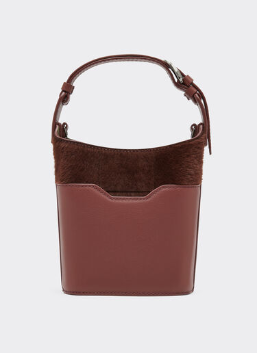 Ferrari Mini shearling bucket bag Espresso 49267f