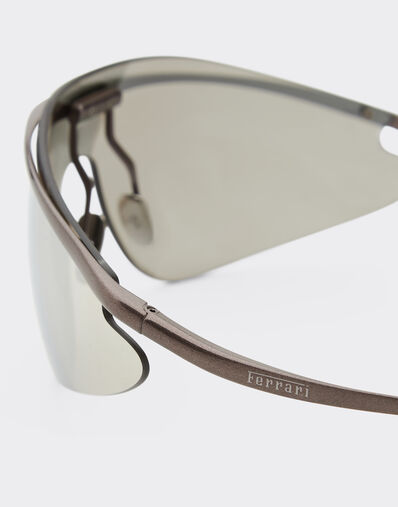 Ferrari Ferrari shield sunglasses in grey metal with silver mirror lens Ingrid F1530f