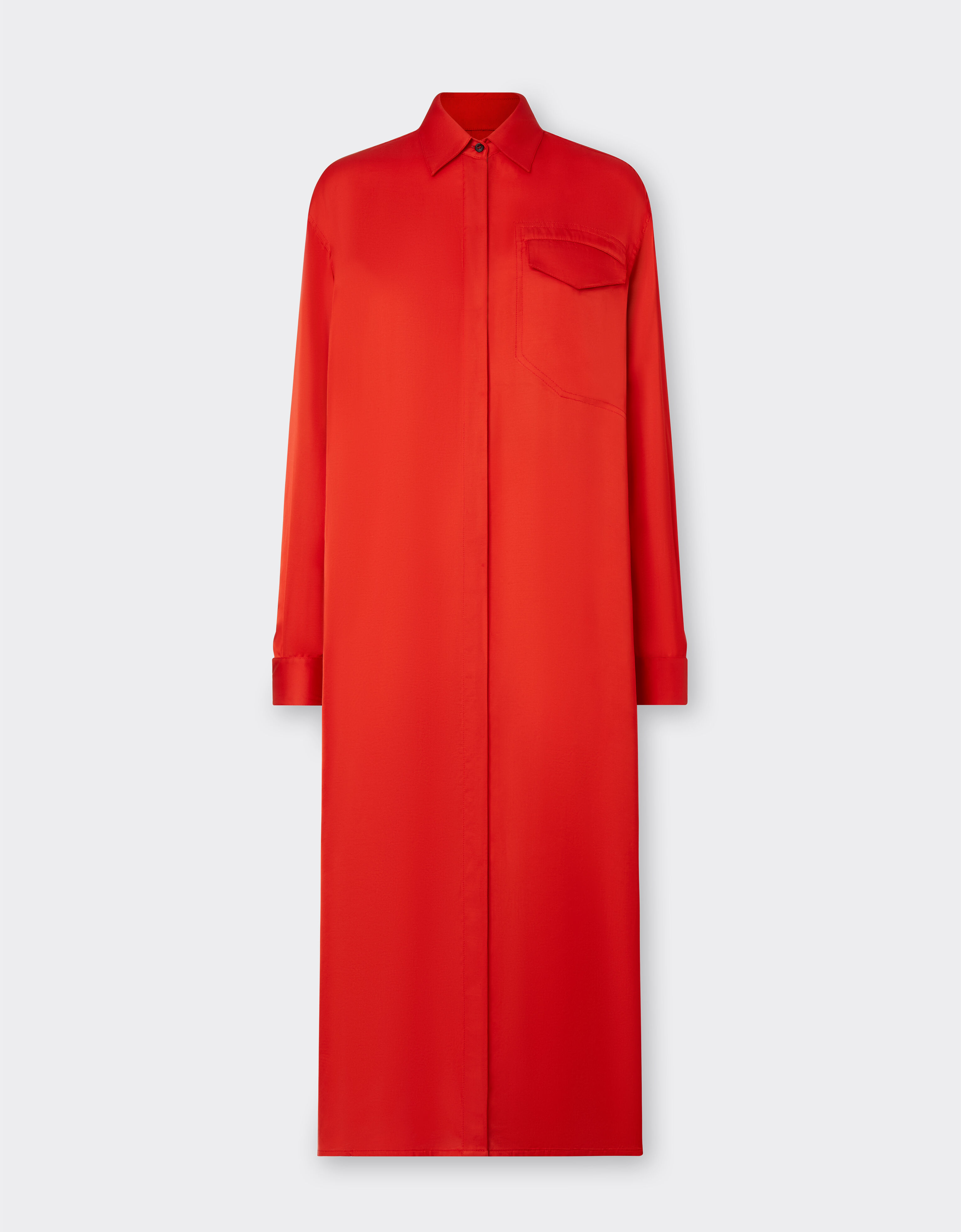 Ferrari Solid-colour silk shirt dress Rosso Dino 48318f