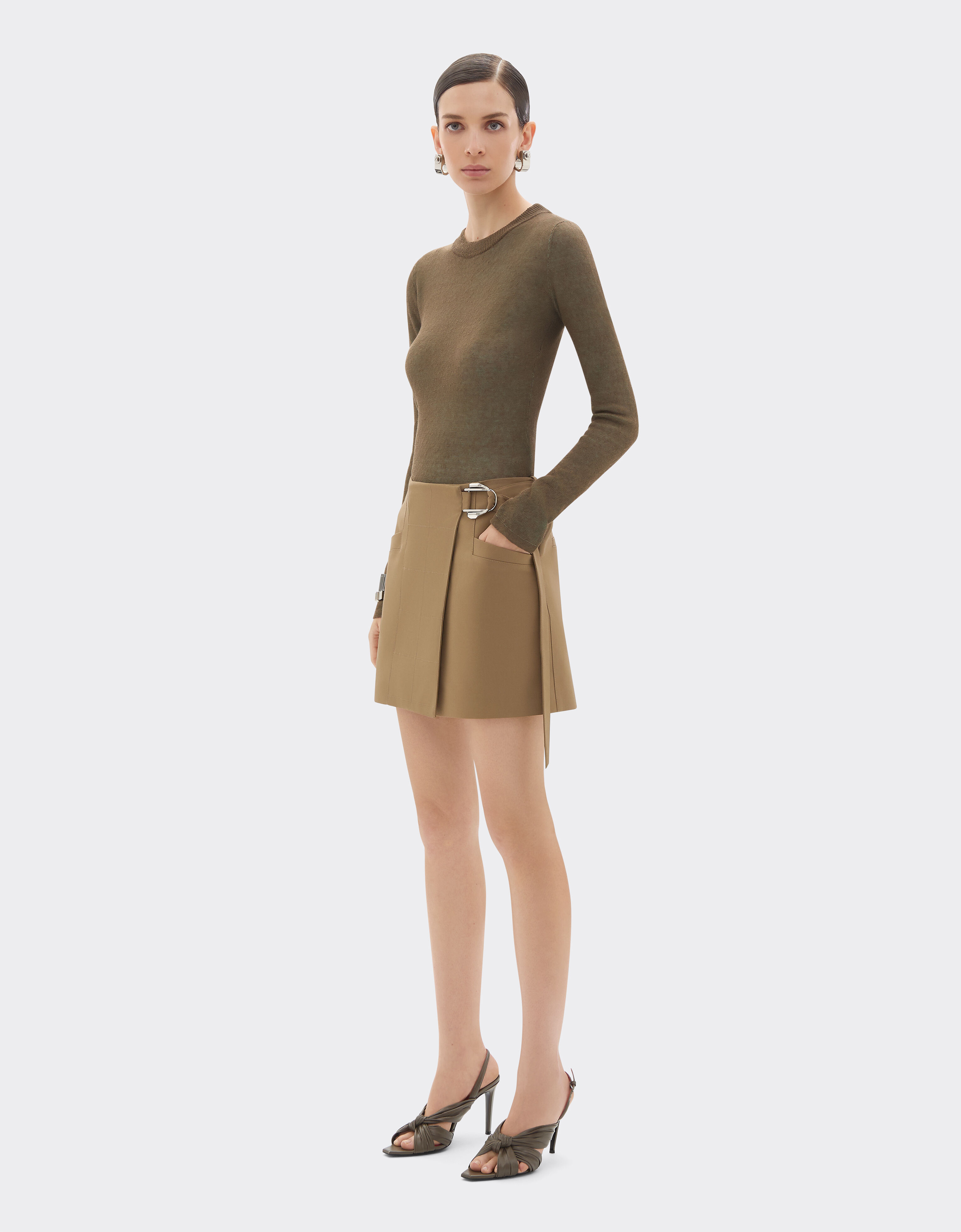 Ferrari Technical cotton skirt Khaki Green 50064f