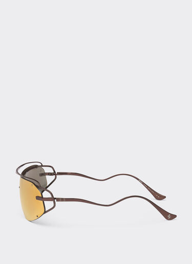 Ferrari Ferrari sunglasses in brown titanium with gold-tone mirror brown shield Brown LA02Xf